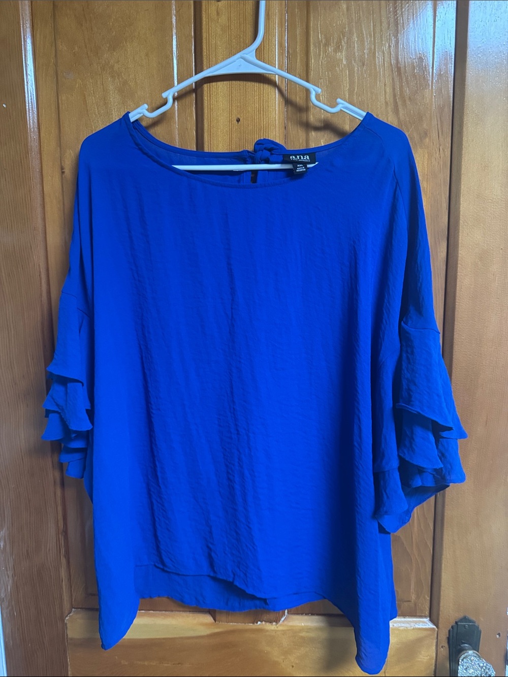 a.n.a Bold Blue Ruffle Sleeve Blouse